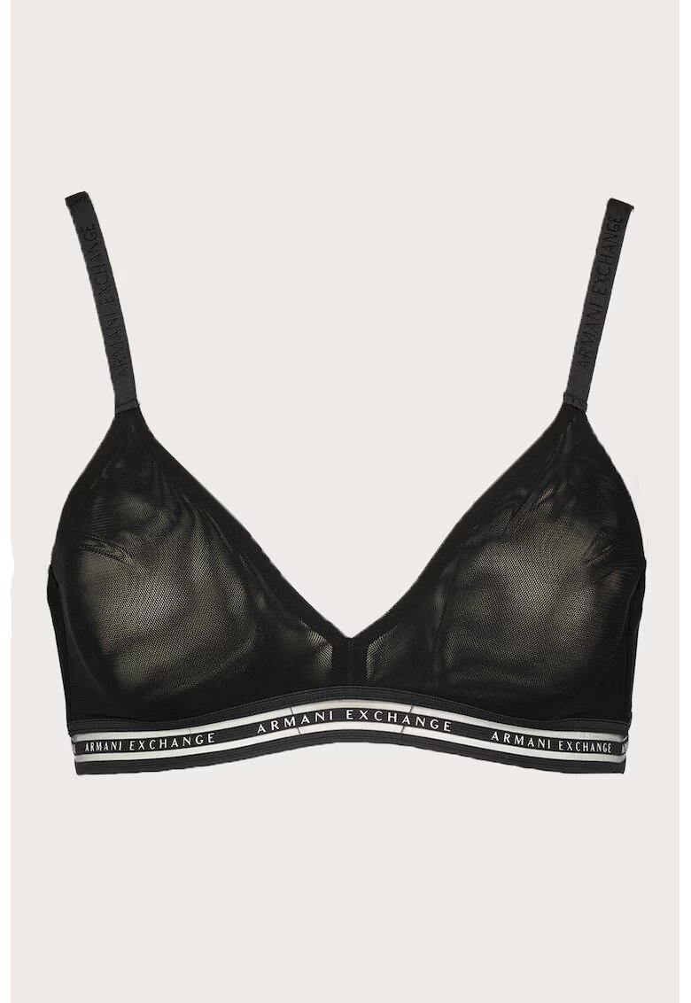 Armani Exchange Sutien de plasa cu banda logo - fara burete - Alb/Negru