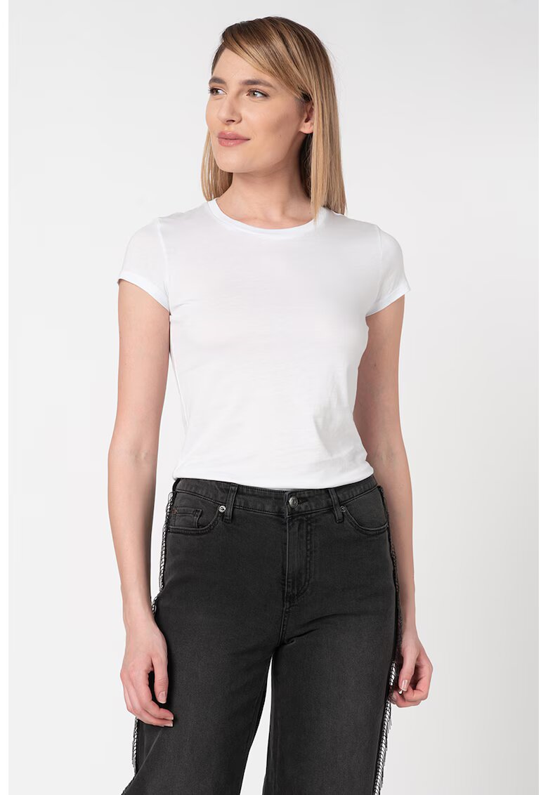 Armani Exchange Tricou cu decolteu la baza gatului - Alb