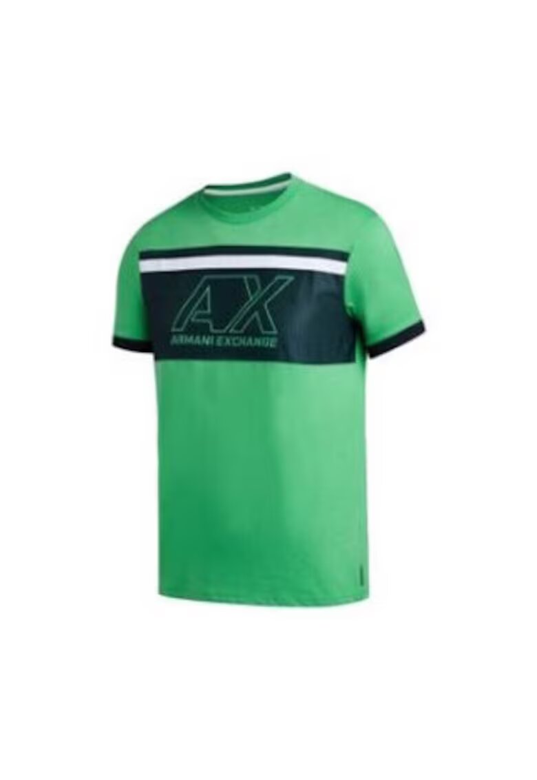 Armani Exchange Tricou cu decolteu la baza gatului si imprimeu logo -