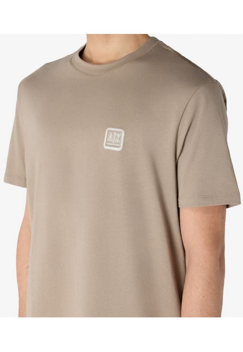 Armani Exchange Tricou cu decolteu la baza gatului si logo discret -
