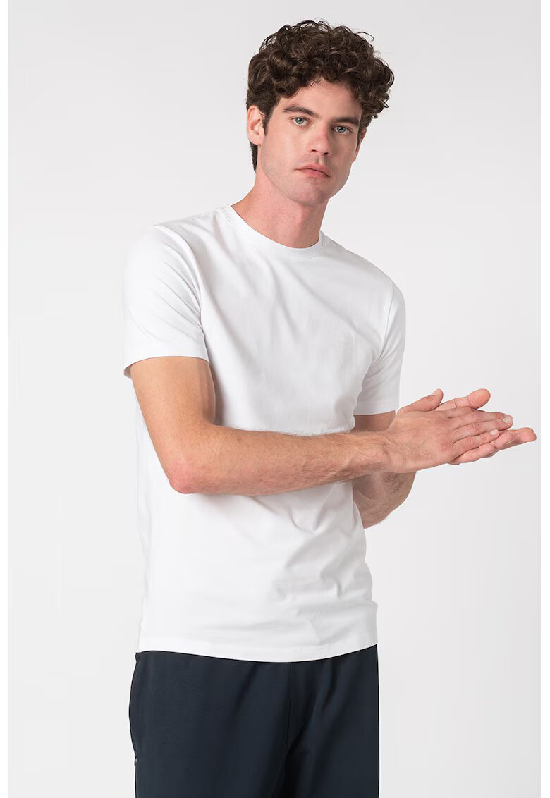Armani Exchange Tricou cu decolteu la baza gatului si logo discret - Alb