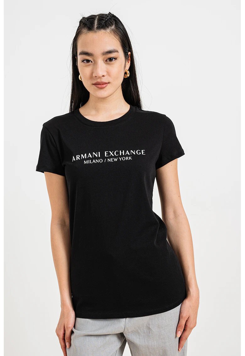 Armani Exchange Tricou cu imprimeu logo - Negru