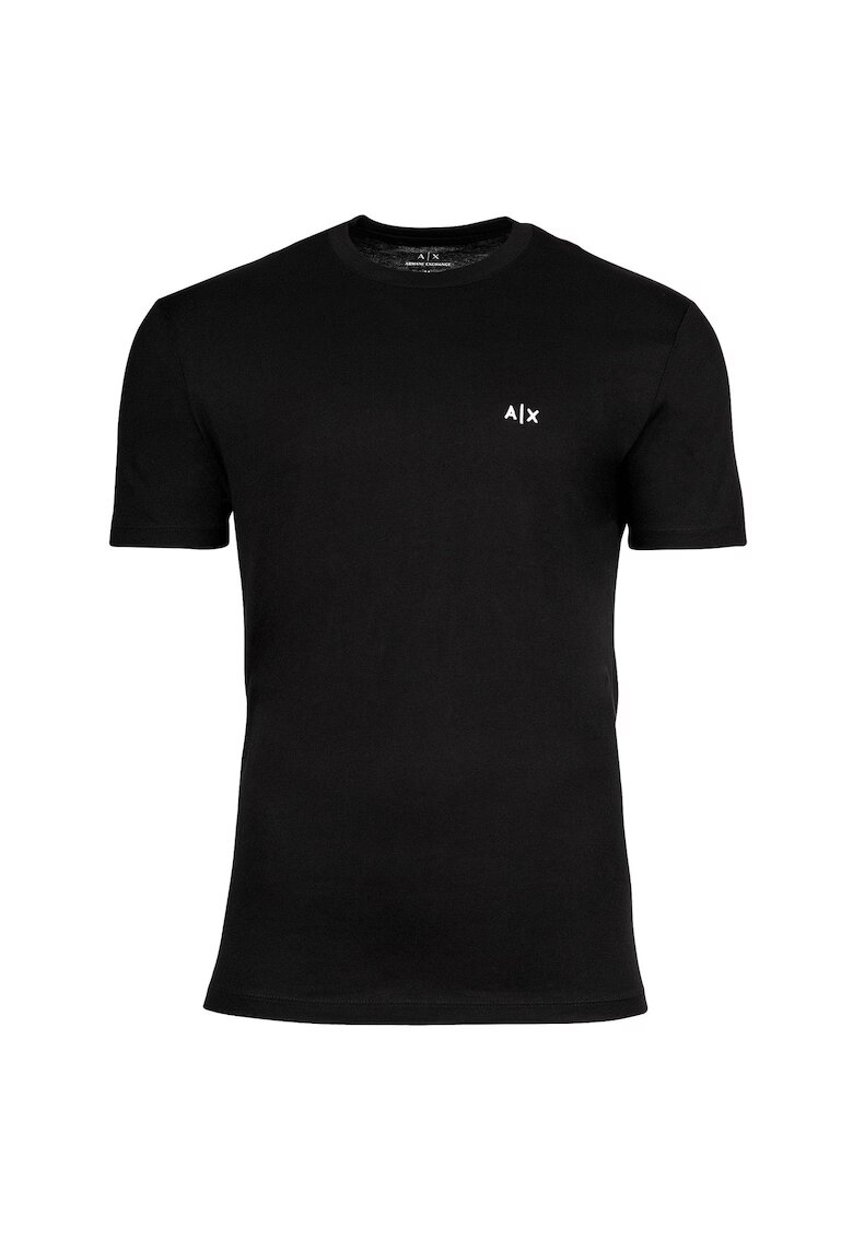 Armani Exchange Tricou de bumbac cu decolteu la baza gatului - Negru