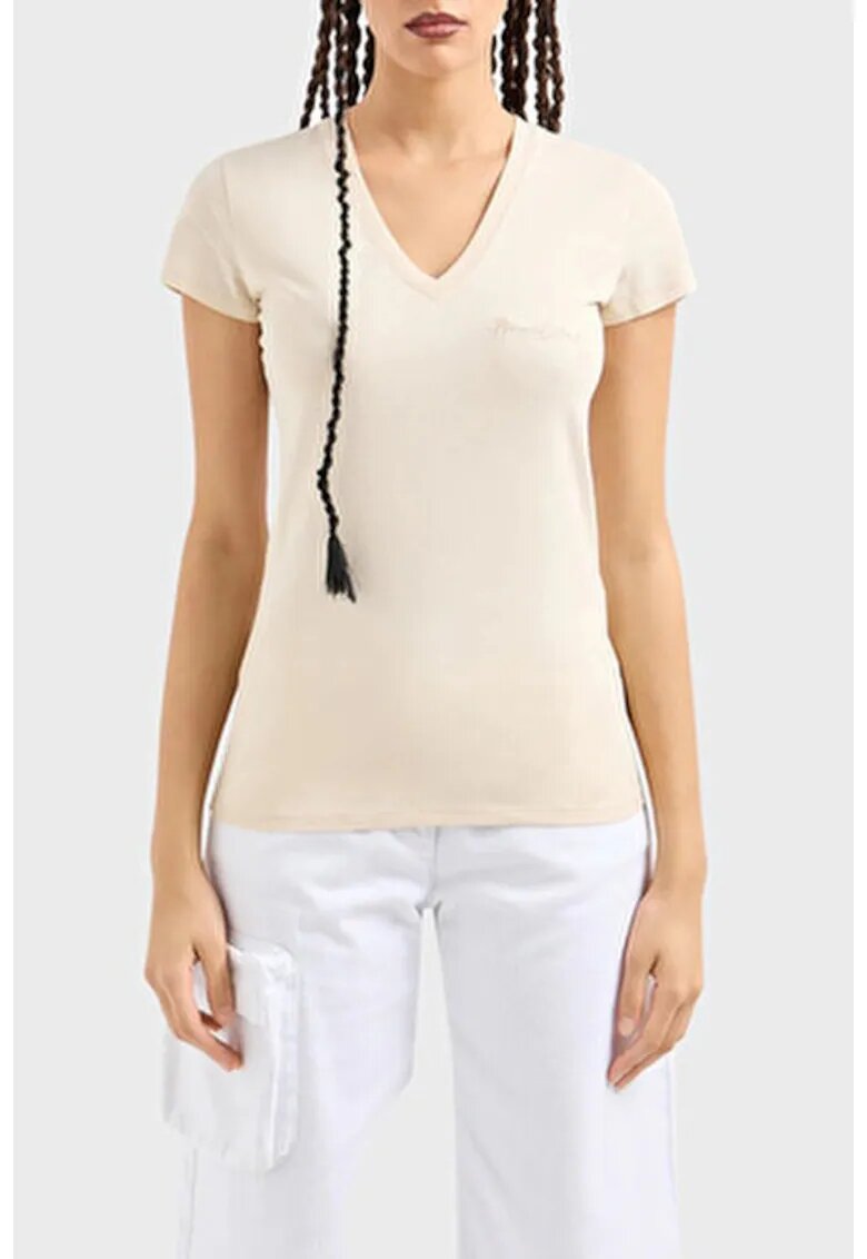 Armani Exchange Tricou din bumbac cu decolteu in V -