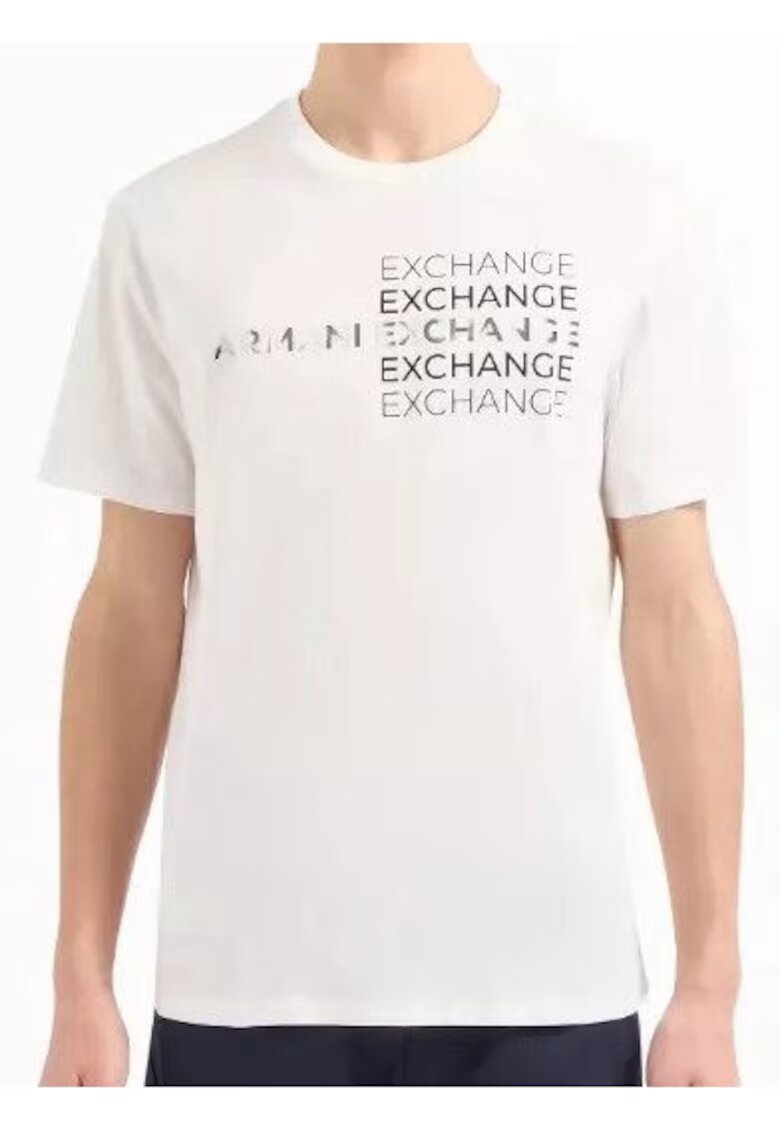 Armani Exchange Tricou din bumbac cu decolteu la baza gatului -