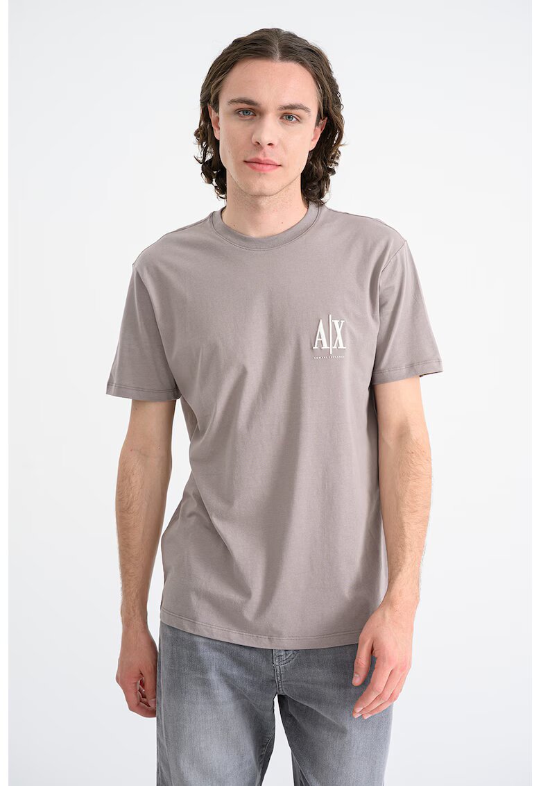 Armani Exchange Tricou din bumbac cu logo - Maro taupe