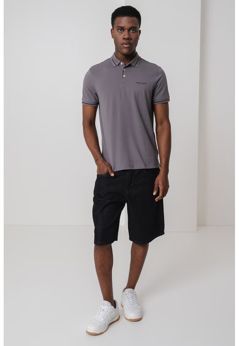 Armani Exchange Tricou polo cu detalii contrastante - Gri