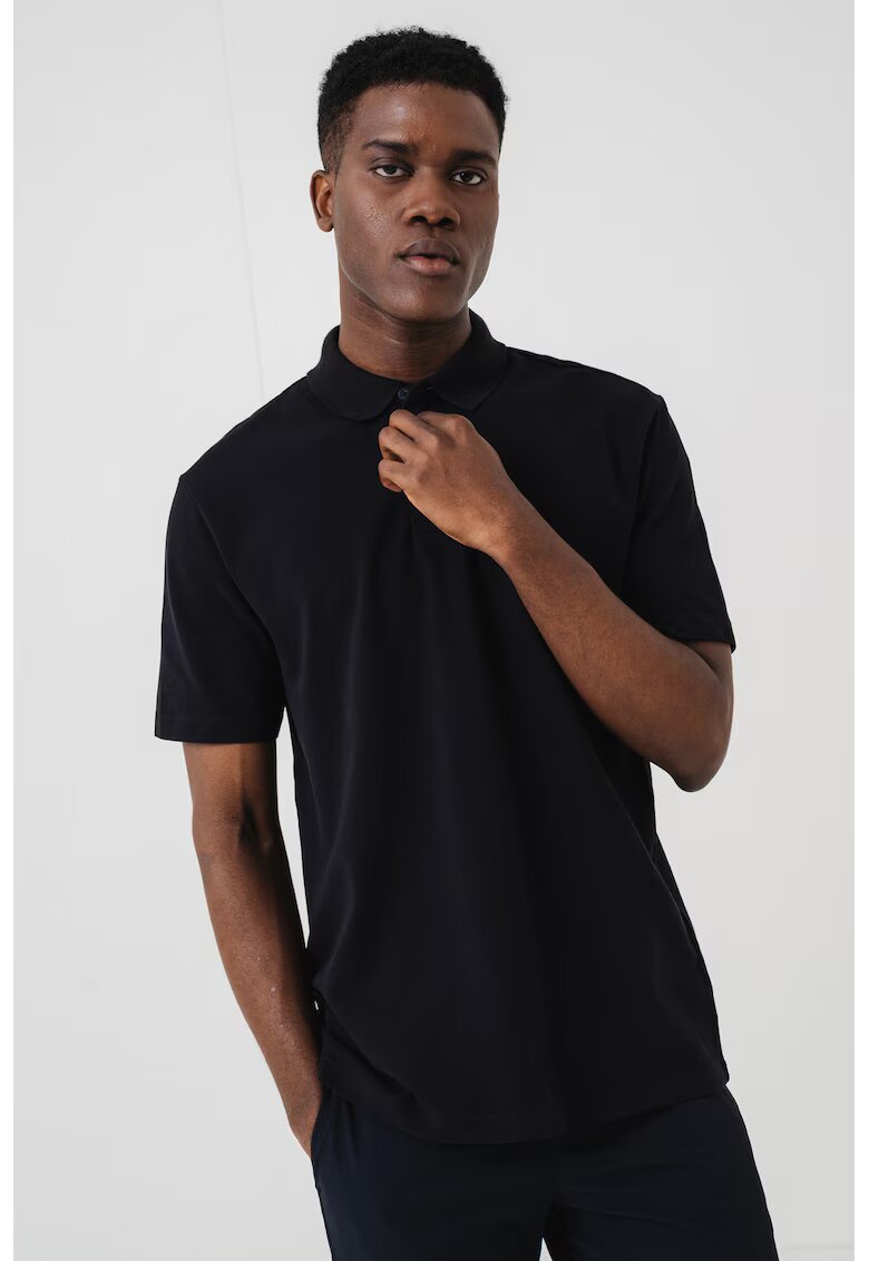Armani Exchange Tricou polo cu logo discret - Negru