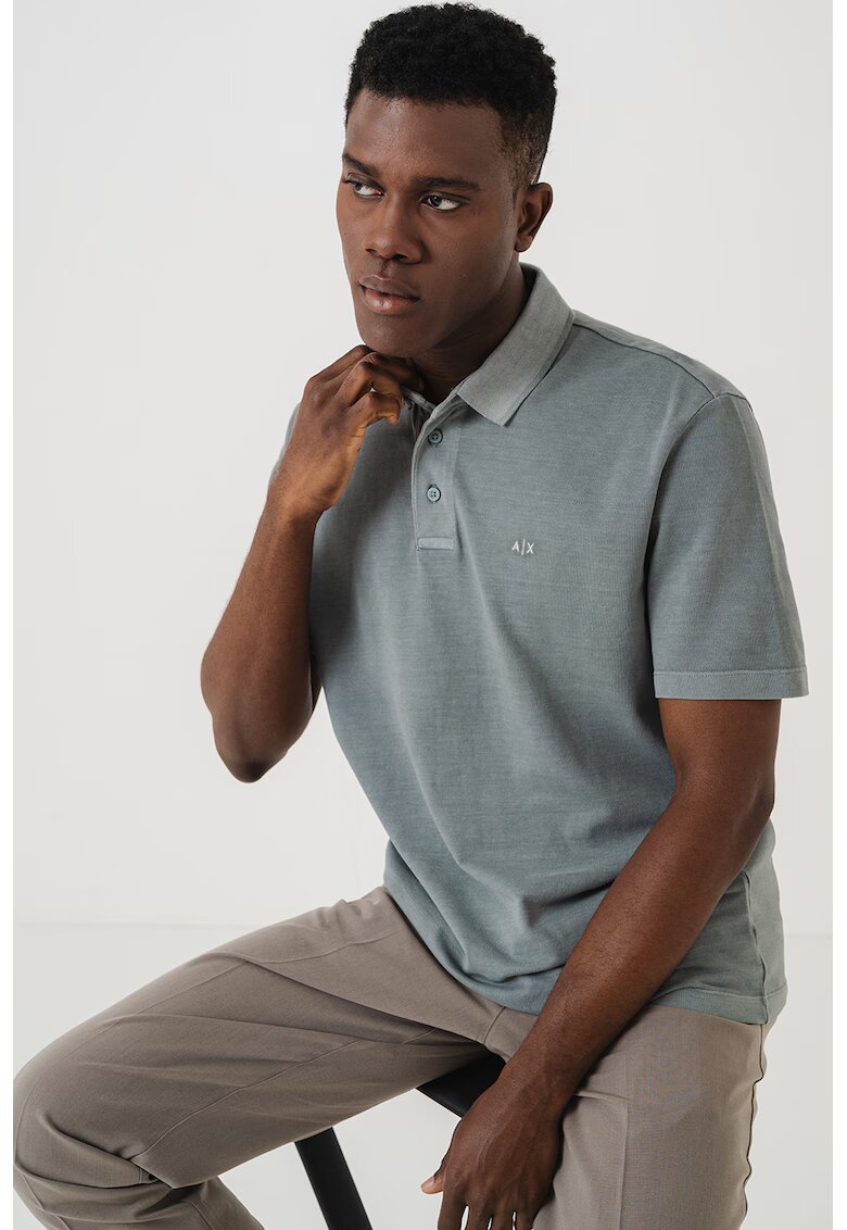 Armani Exchange Tricou polo cu logo discret - Verde sparanghel