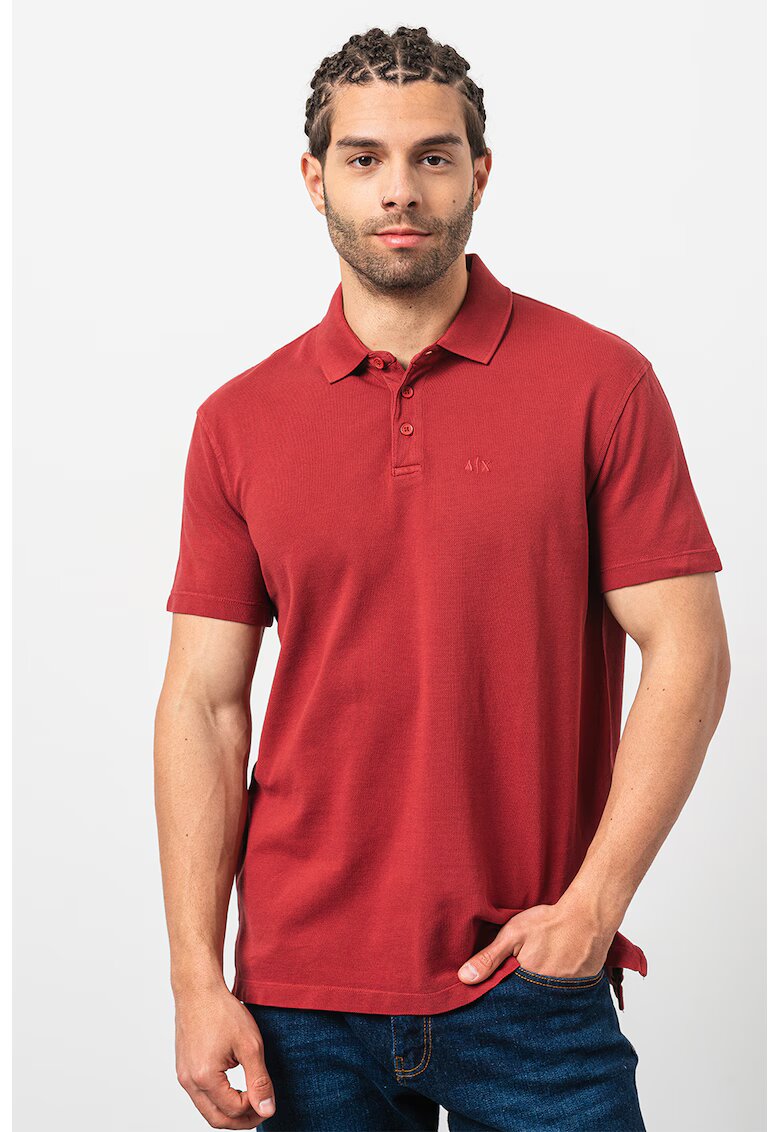 Armani Exchange Tricou polo din pique - Rosu inchis