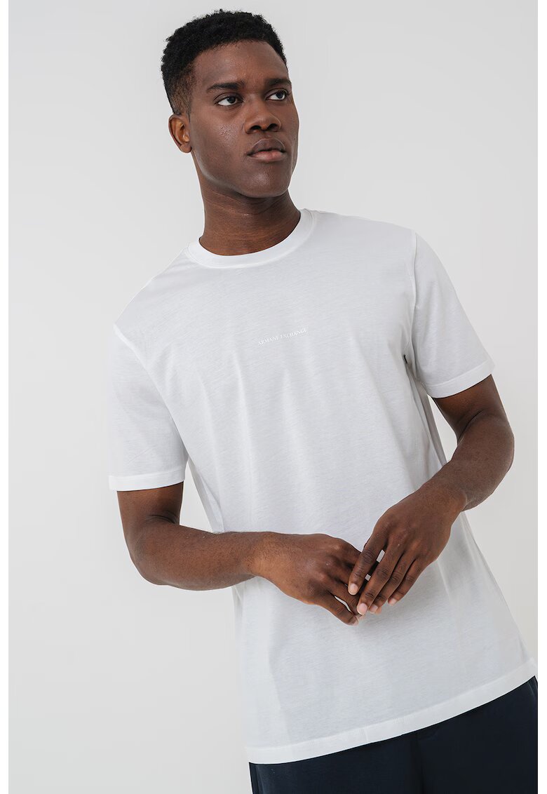 Armani Exchange Tricou regular-fit cu model uni - Alb