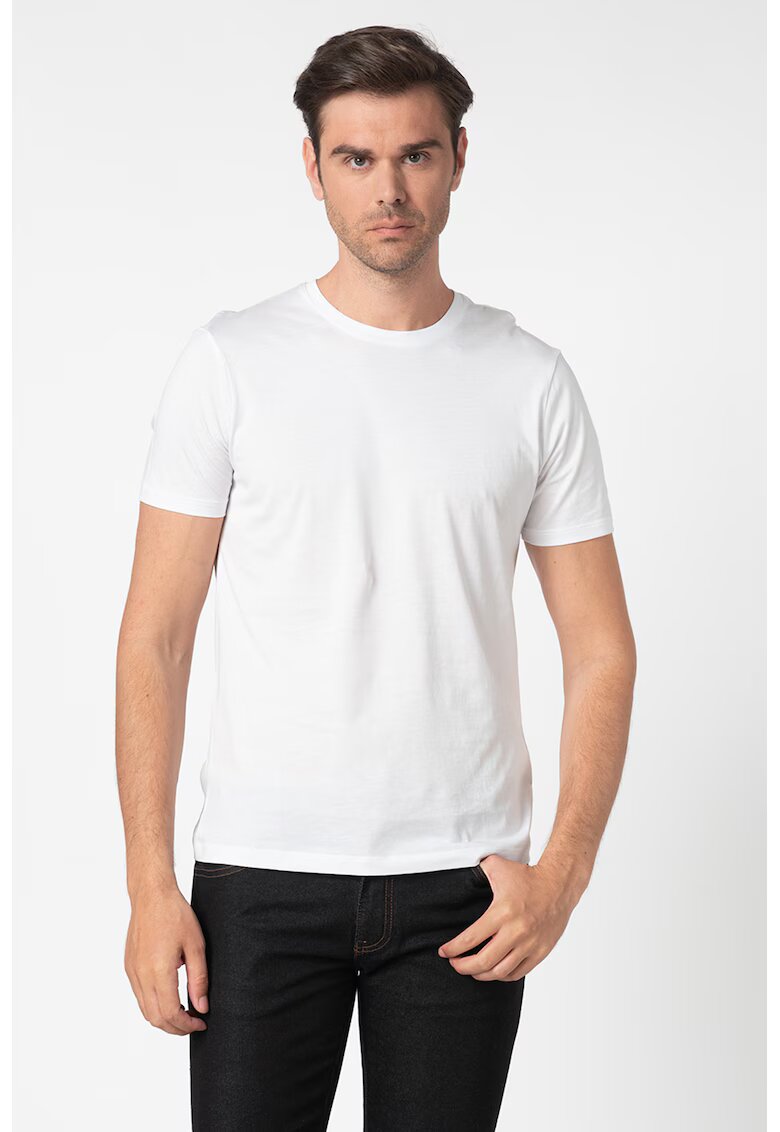 Armani Exchange Tricou slim fit cu decolteu la baza gatului - Alb