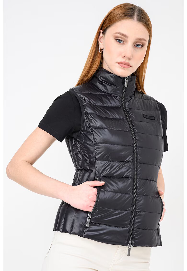 Armani Exchange Vesta cu umplutura de puf si fermoar - Negru