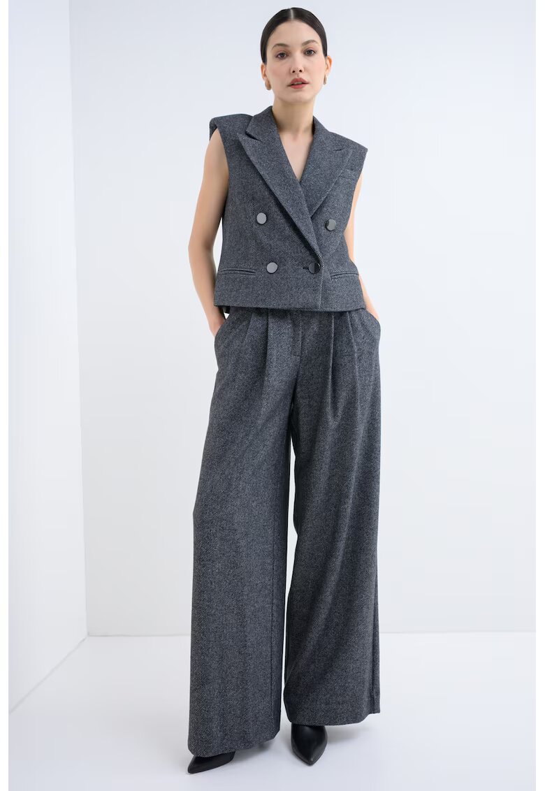 Armani Exchange Vesta supradimensionata din amestec de lana virgina - Negru/Gri