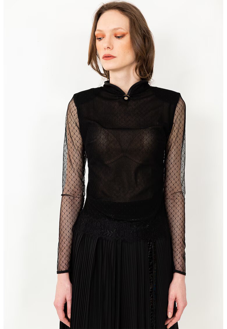 AS Negulescu Bluza cu maneci transparente - Negru