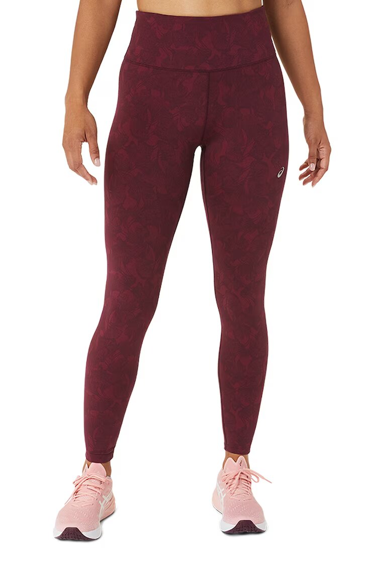 Asics Colanti din material jacquard cu talie inalta pentru alergare - Visiniu