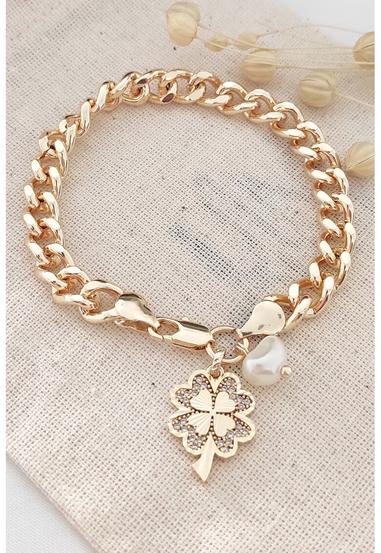 Atelier Miu Bratara de lant cu talisman trifoi - Auriu
