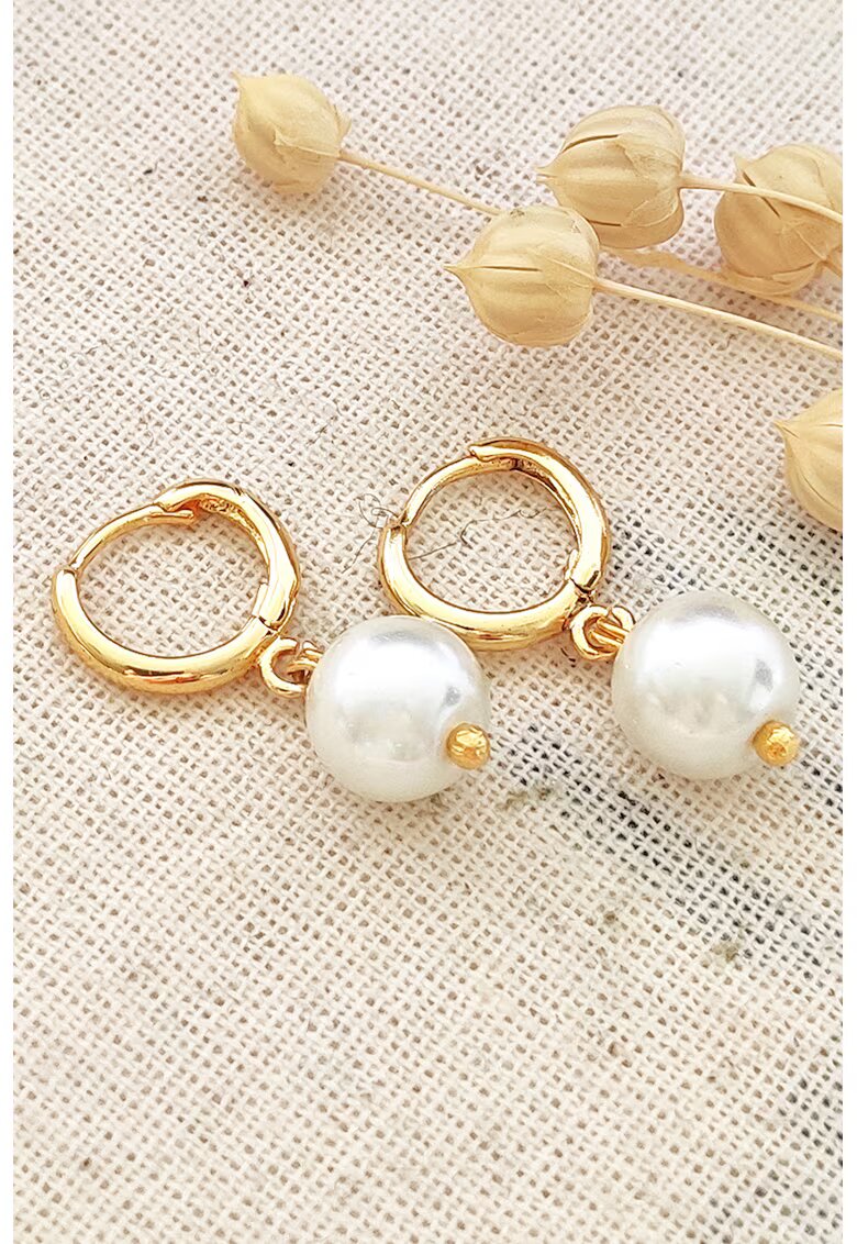 Atelier Miu Cercei rotunzi cu perle sintetice - Auriu