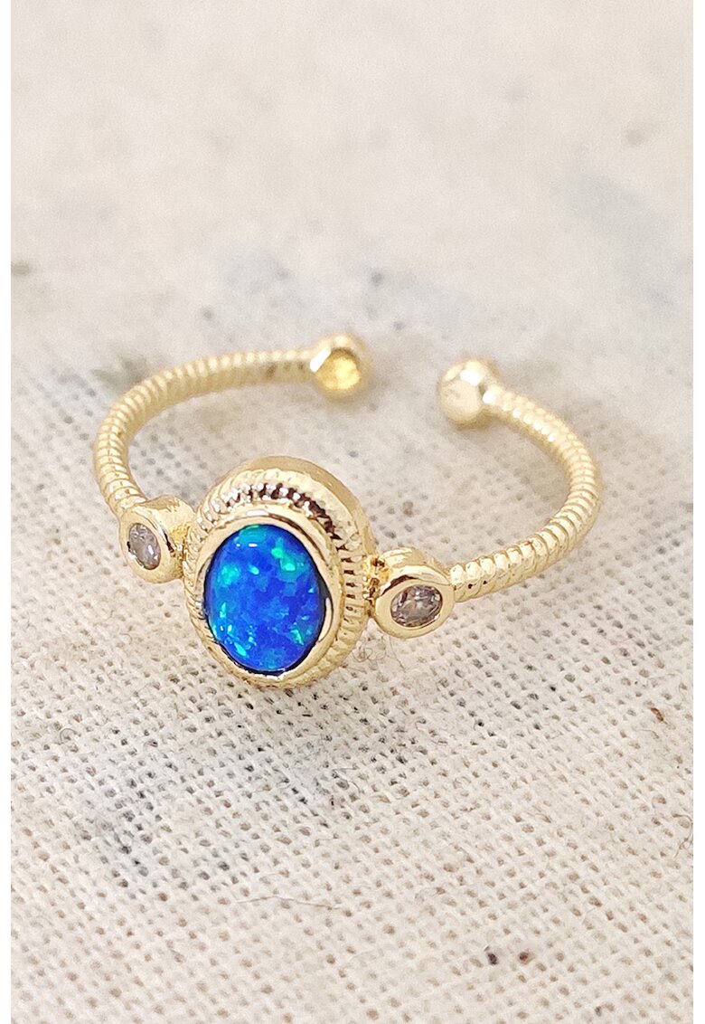 Atelier Miu Inel ajustabil cu opal - Auriu/Albastru royal