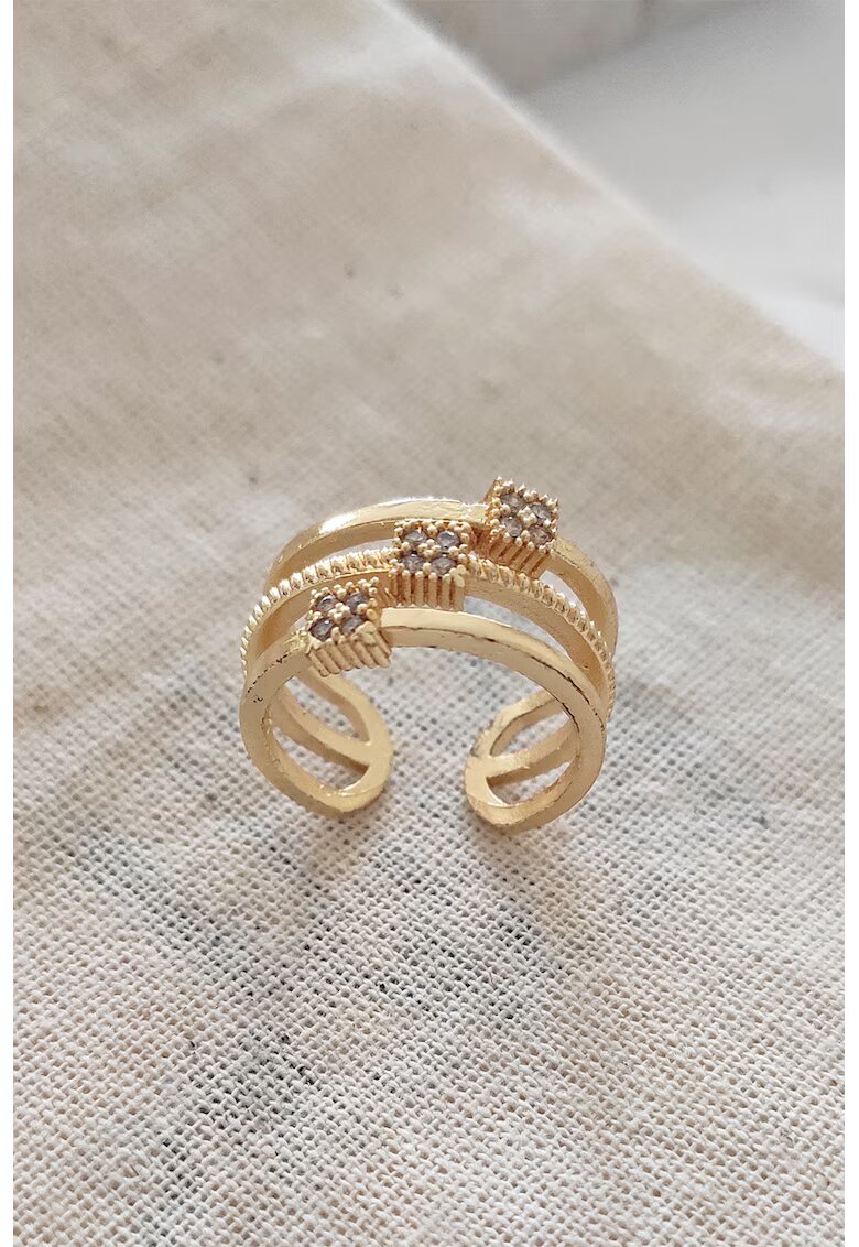 Atelier Miu Inel ajustabil cu zirconia - Auriu