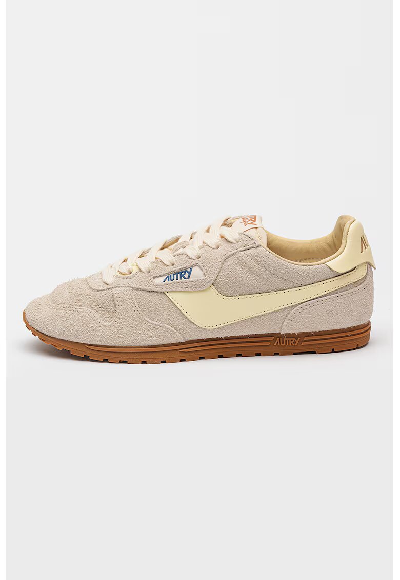 AUTRY Pantofi sport de piele intoarsa cu insertii de piele Windspin - Galben pal/Caramel/Bej deschis
