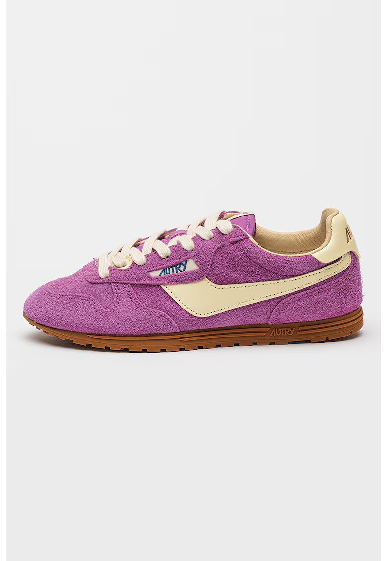AUTRY Pantofi sport de piele intoarsa cu insertii de piele Windspin - Violet/Galben pal/Caramel