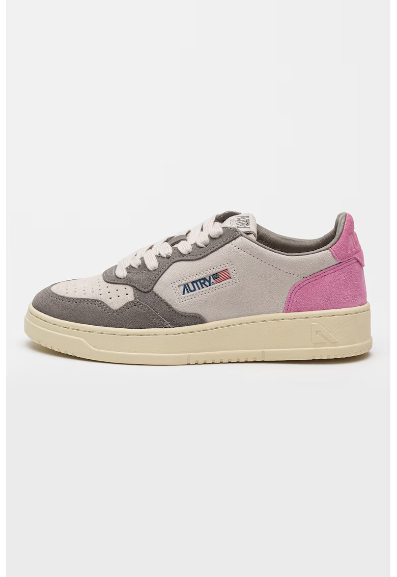 AUTRY Pantofi sport wedge cu strat exterior de piele intoarsa Medalist - Roz pastel/Crem/Bej deschis
