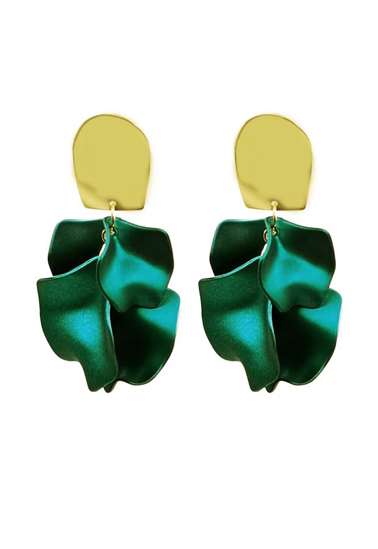 AVANT-GARDE PARIS Cercei cu model petale - Verde/Galben