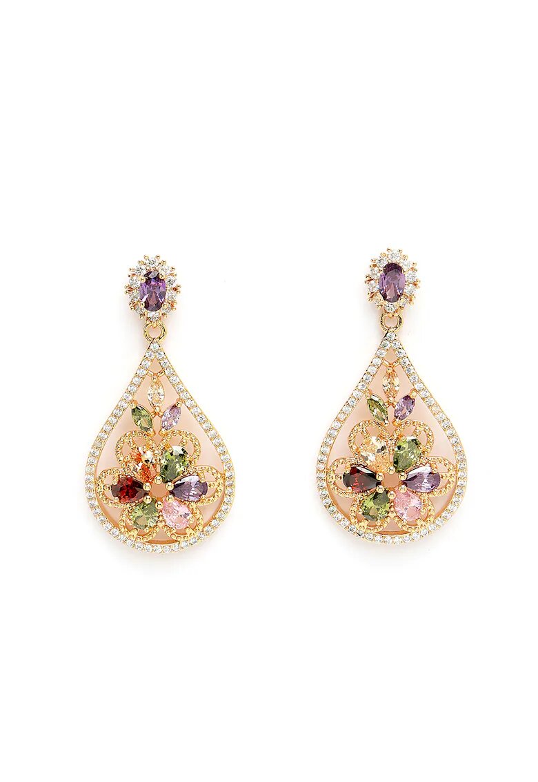 AVANT-GARDE PARIS Cercei cu zirconia si model floral Vintage - Multicolor