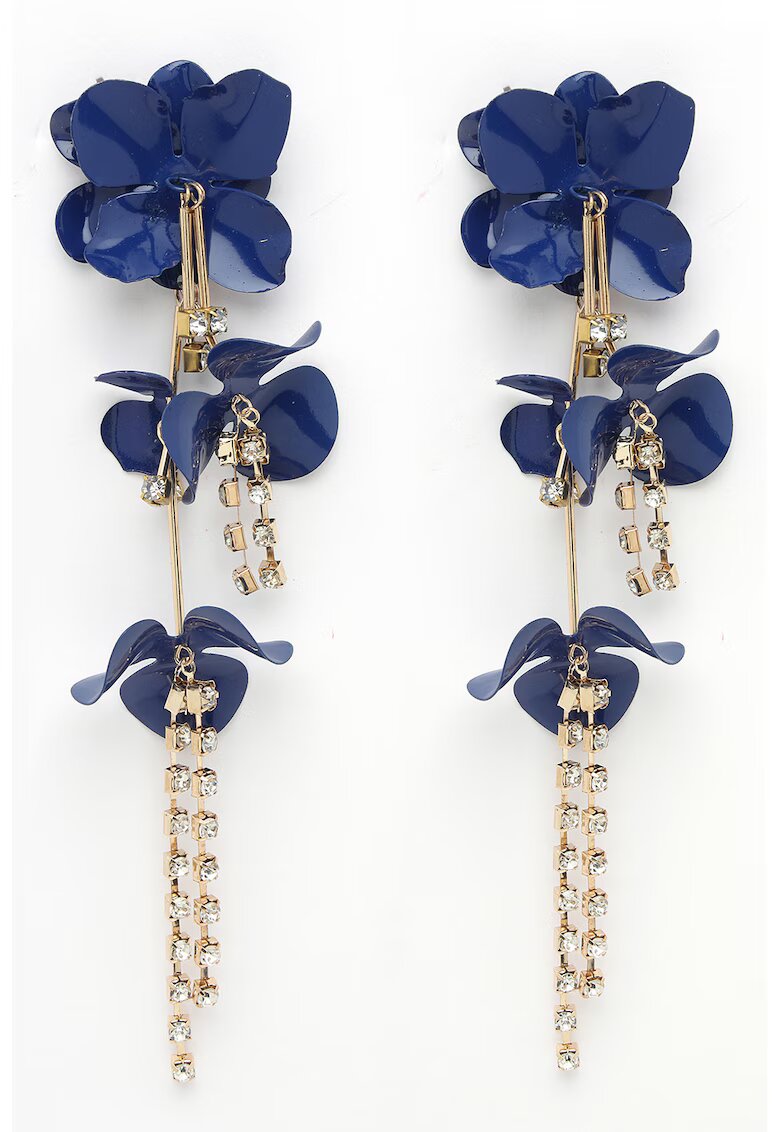 AVANT-GARDE PARIS Cercei drop cu design floral si cristale - Auriu/Albastru