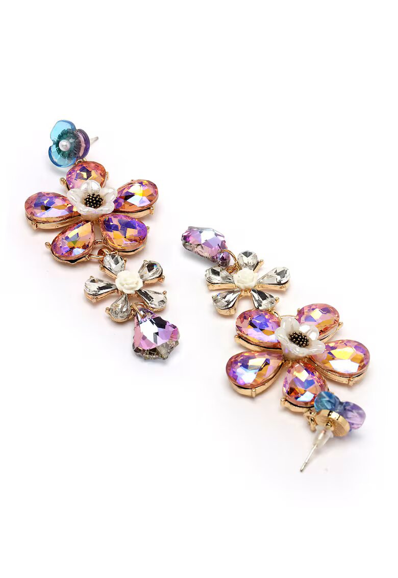 AVANT-GARDE PARIS Cercei in forma de floare - din aur de 18K filat - cu cristale - Multicolor