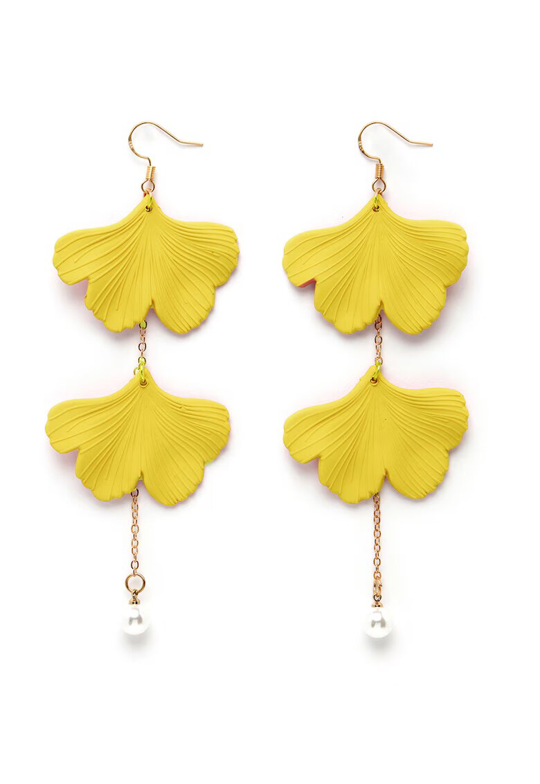 AVANT-GARDE PARIS Cercei in forma de floare placati cu aur de 18K - Alb/Auriu/Galben