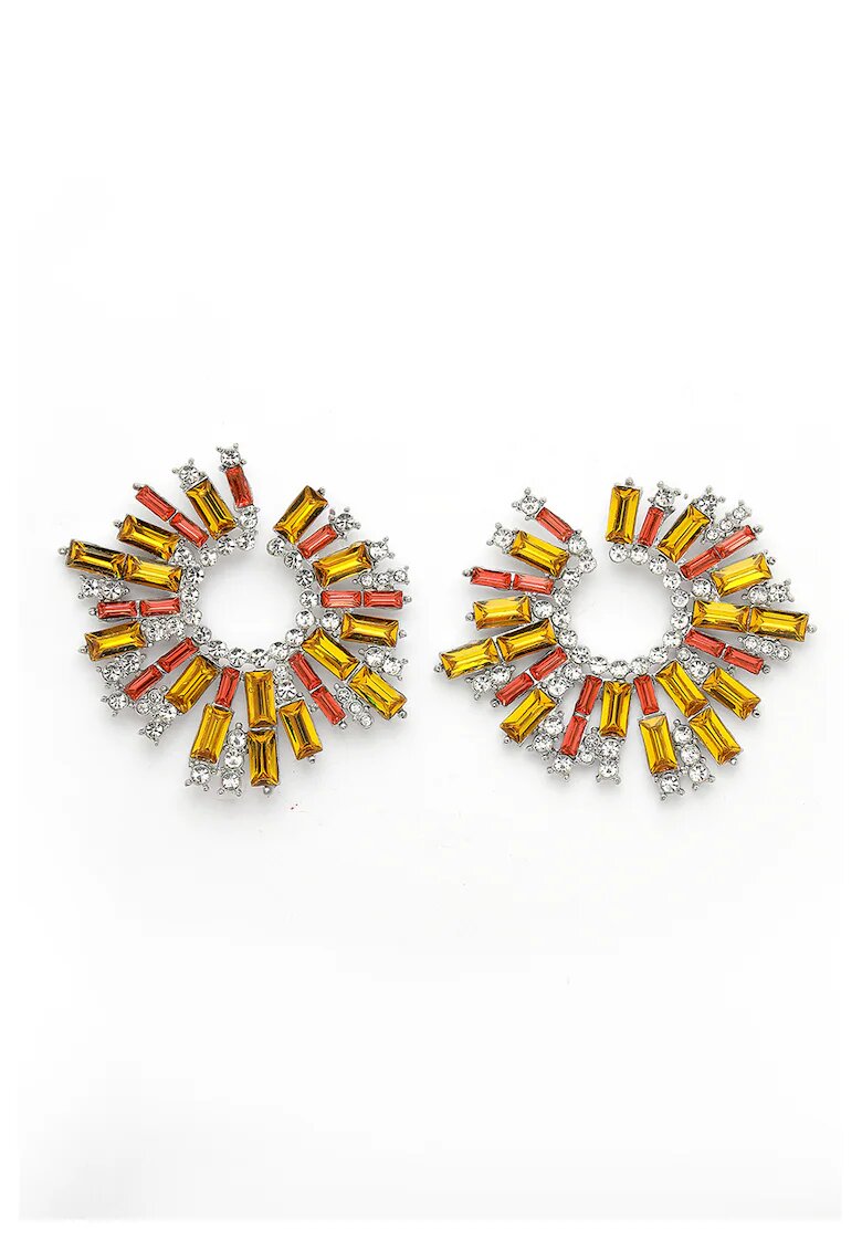 AVANT-GARDE PARIS Cercei statement cu cristale - Galben/Coral/Argintiu