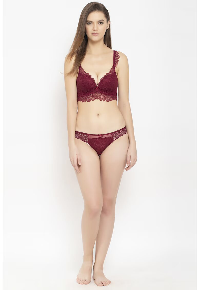 AVANT-GARDE PARIS Sutien cu burete si insertii de dantela - Visiniu