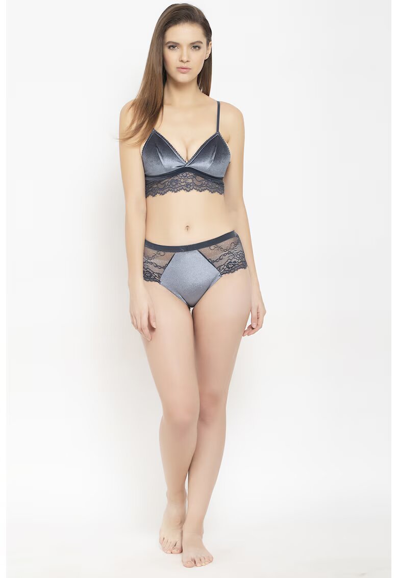 AVANT-GARDE PARIS Sutien cu garnituri de dantela - Gri inchis