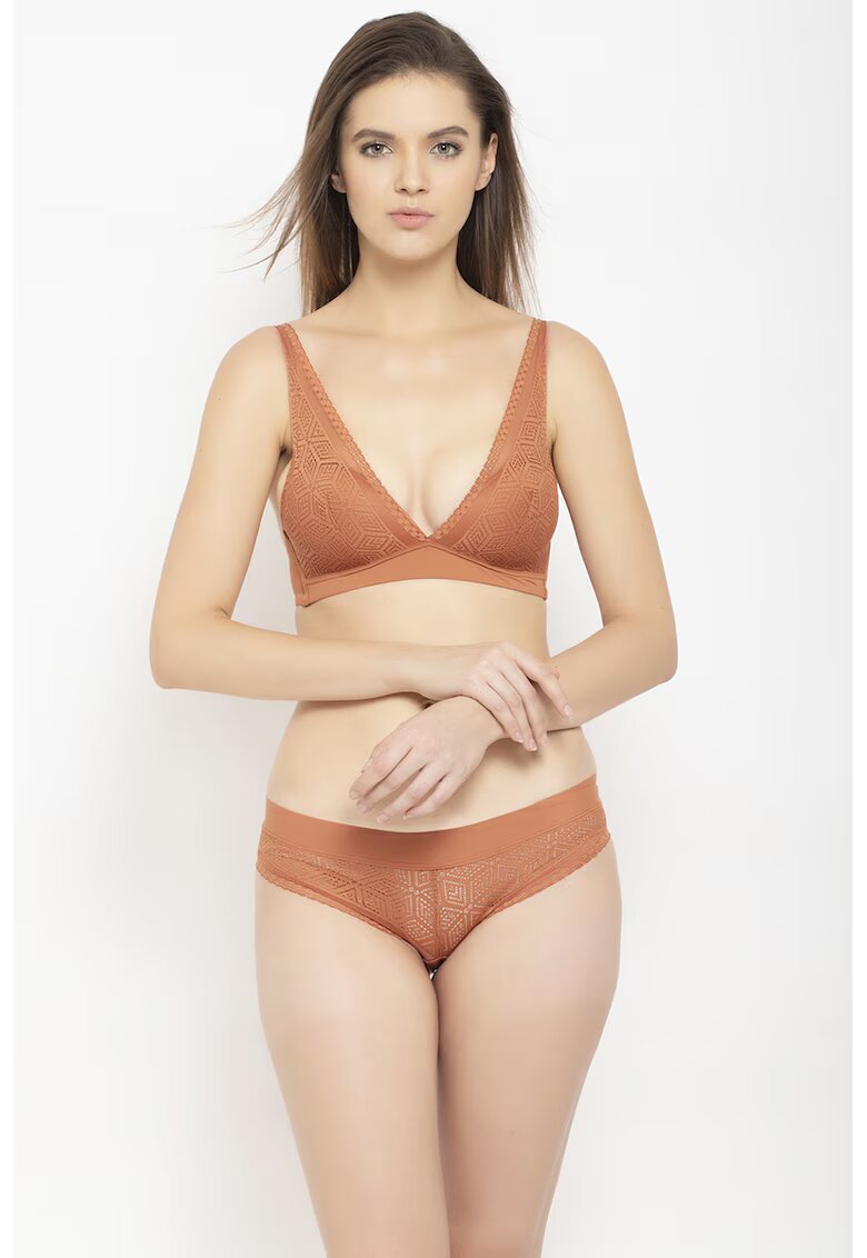 AVANT-GARDE PARIS Sutien cu model si bretele ajustabile - Portocaliu persan