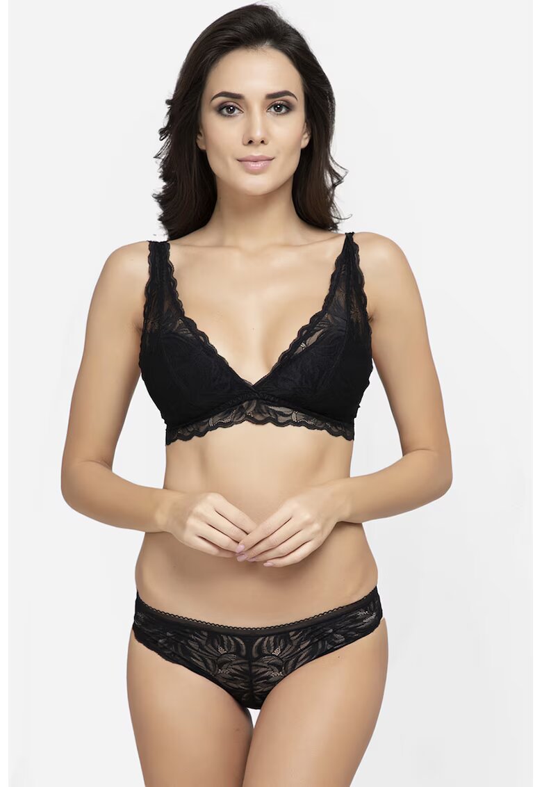 AVANT-GARDE PARIS Sutien triunghiular de dantela - Negru