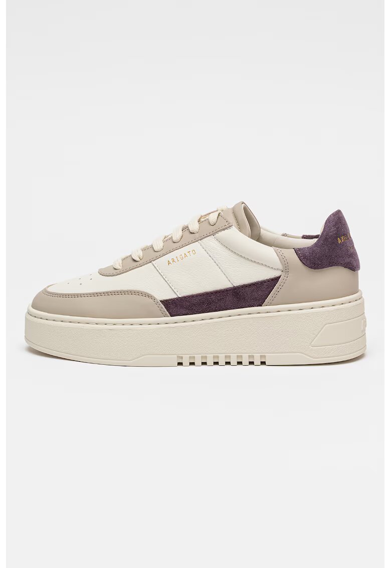 Axel Arigato Pantofi sport wedge din piele si piele intoarsa Orbit - Violet/Maro taupe/Bej deschis