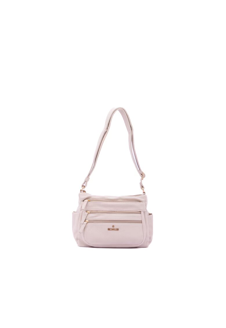 B Cavalli B Geanta crossbody din piele ecologica cu detaliu logo - Bej deschis