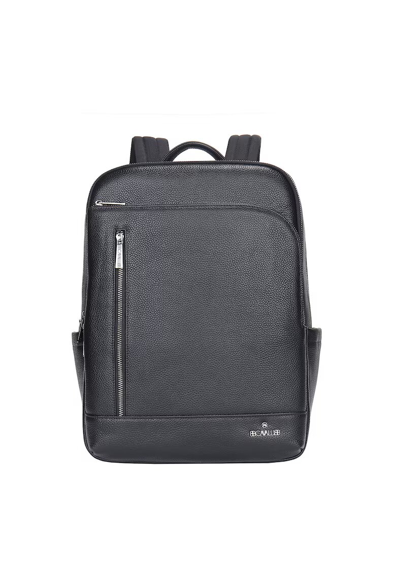 B Cavalli B Rucsac unisex de piele cu buzunare multiple - Negru