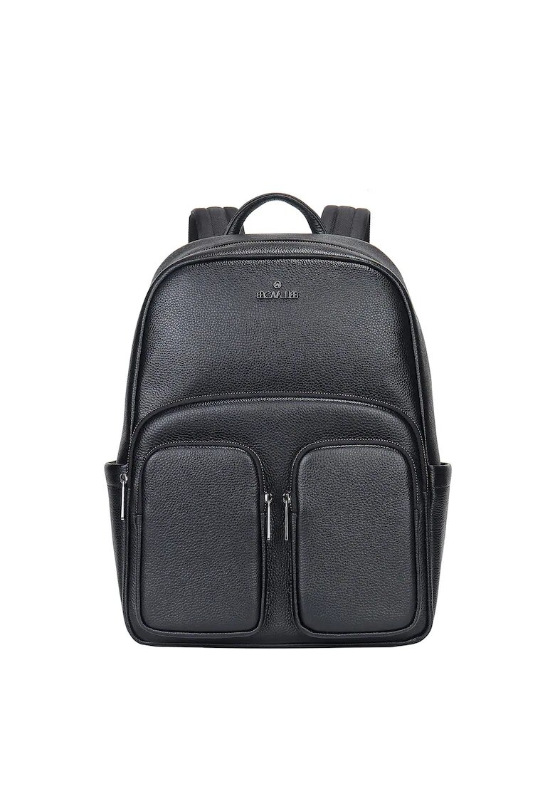 B Cavalli B Rucsac unisex de piele cu un compartiment pentru laptop - Negru