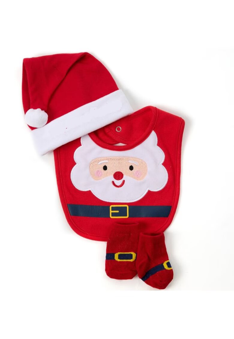 Baby Town Set 3 piese pentru bebelusi model Mos Craciun