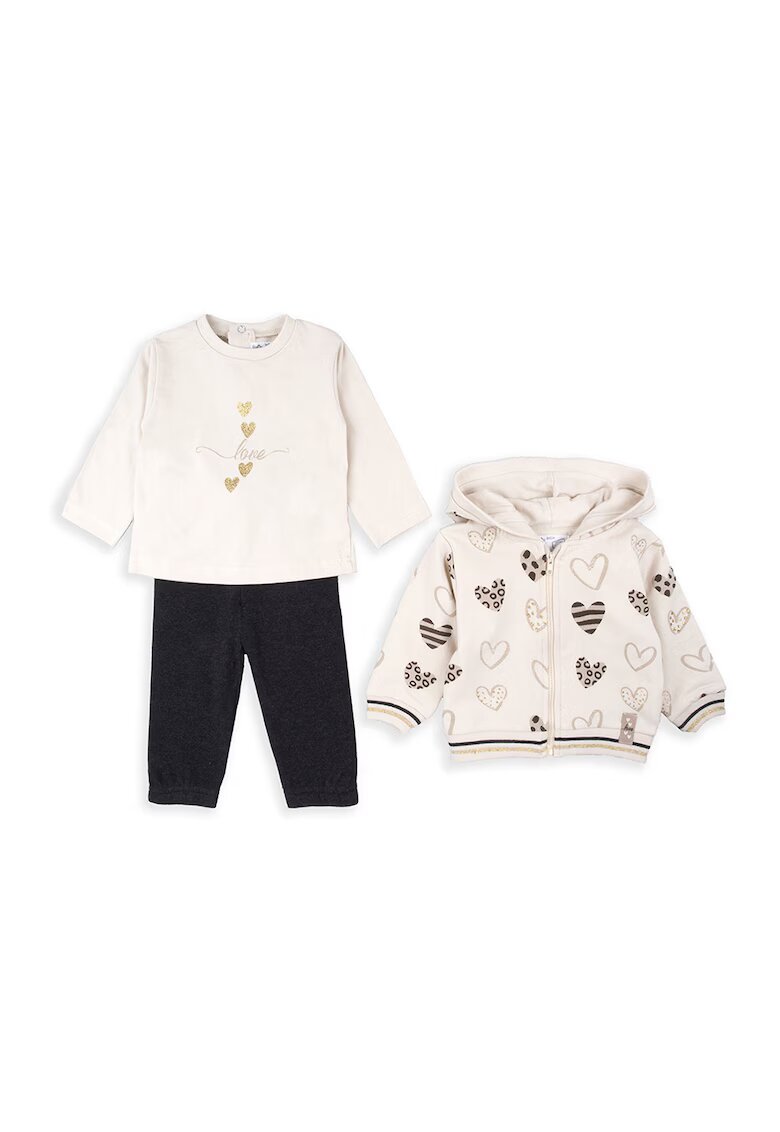 Babybol Set de bluza - pantaloni si hanorac - 3 piese - Negru/Maro/Bej