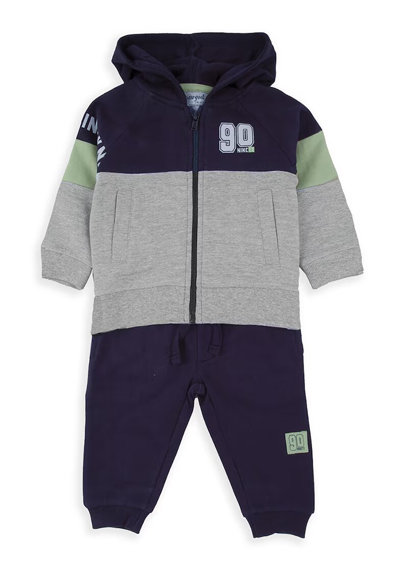 Babybol Set de hanorac si pantaloni cu snur - 2 piese - Verde/Gri/Albastru indigo