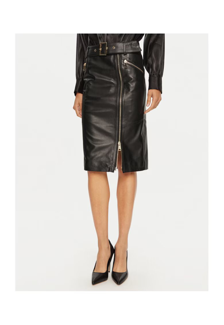 Babylon Fusta dama - 304766558 - Piele naturala - Negru - Negru