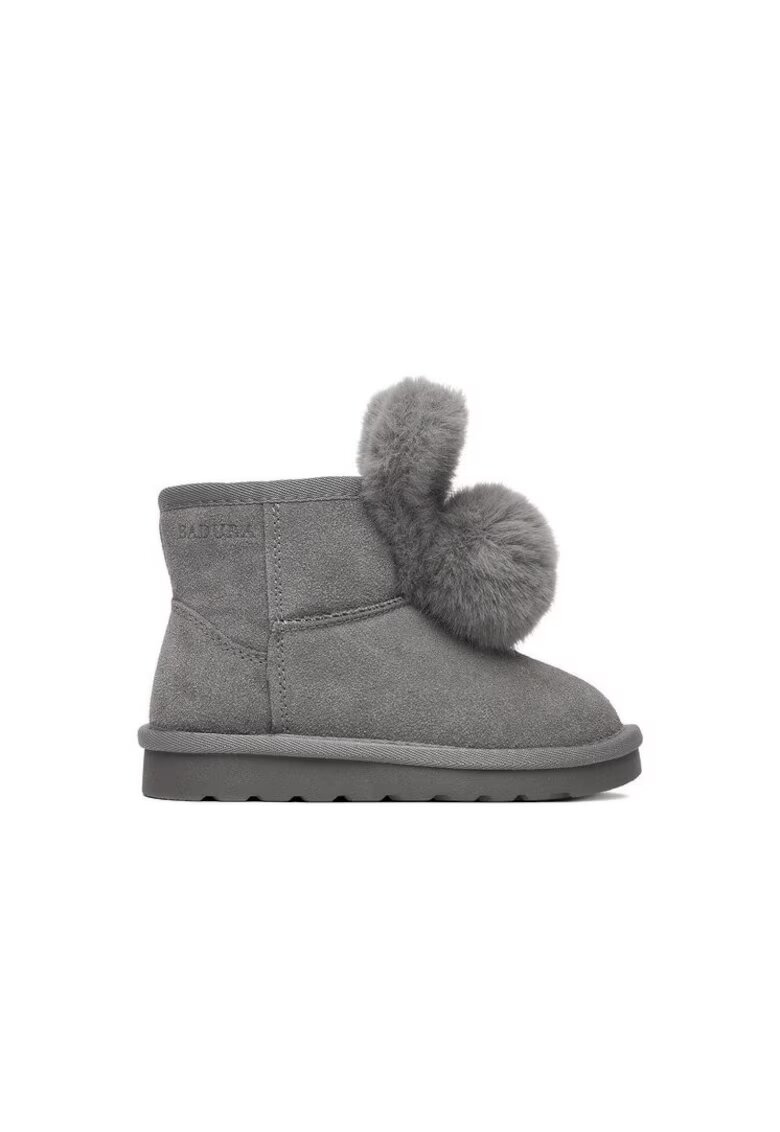 Badura Ghete fete - piele naturala - gri -