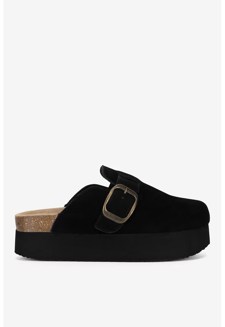Badura Papuci dama 5905588985884 - Piele intoarsa - Negru - Negru