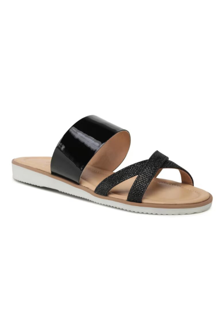 Badura Papuci flip-flop dama - 208458931 - Piele naturala - Negru - Negru