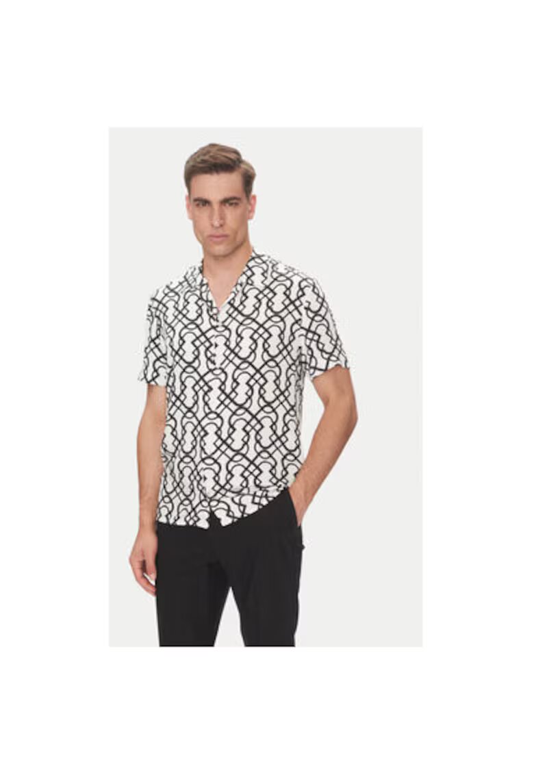 BALDESSARINI Camasa barbati B3 76002.3720 - Viscoza - Alb/Negru - Alb/Negru