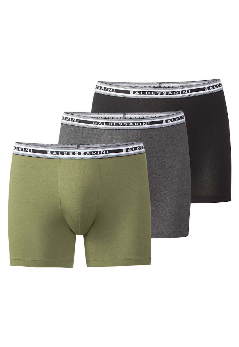 BALDESSARINI Set de boxeri cu banda logo in talie - 3 perechi - Verde/Negru/Gri